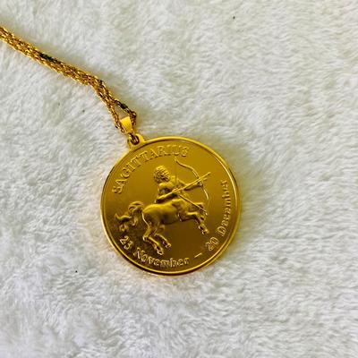 Auri Sagittarius Zodiac Medallion Gold Necklace (BR1-SL)