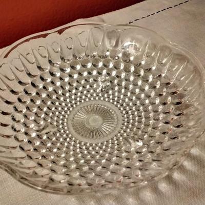 Vintage Anchor Hocking AH 16 Clear pattern clear glass 3 footed Candy Dish.