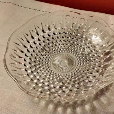 Vintage Anchor Hocking AH 16 Clear pattern clear glass 3 footed Candy Dish.
