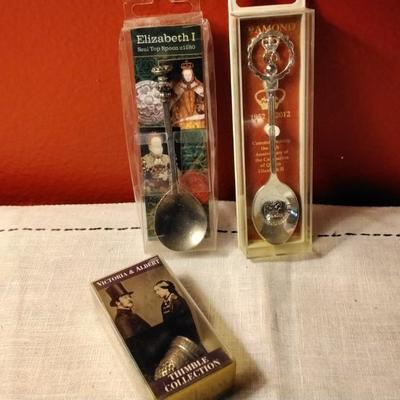 Commerative Spoons and Thimble From England