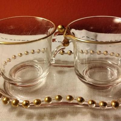Vintage Imperial Candlewick Creamer and Sugar Bowl with Tray Set