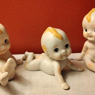 Three adorable Vintage Porcelain Rare Kewpie Dolls! A.A. Importing Co. Piano Babies circa 1960