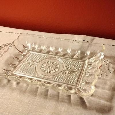 Beautiful Vintage Glass Trinket Tray
