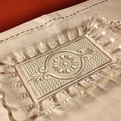 Beautiful Vintage Glass Trinket Tray