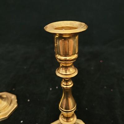 Baldwin & More Brass Candlesticks Plus Variety of Taper Candles (DR-CE)