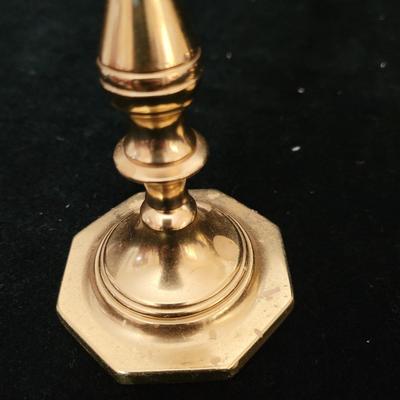 Baldwin & More Brass Candlesticks Plus Variety of Taper Candles (DR-CE)