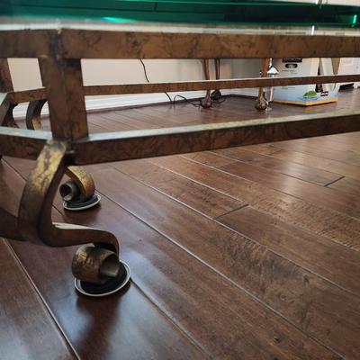 Glass and metal coffee table