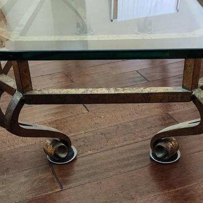 Glass and metal coffee table