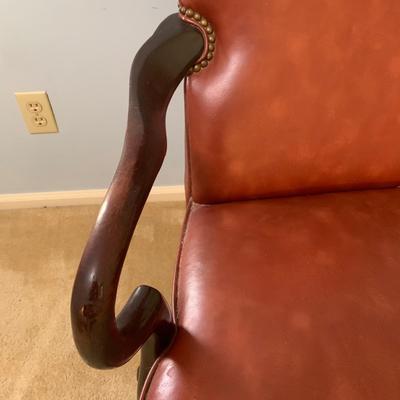 Red Leather Office Chair with Gooseneck Armrests (O-KW)