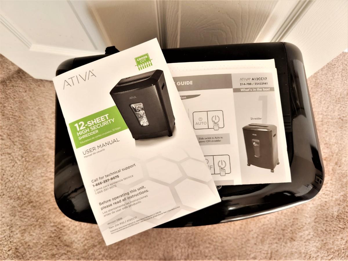 Lot 37 ATIVA 12 Sheet Paper Shredder with Manual