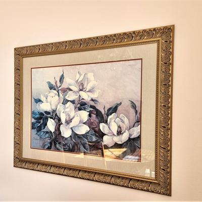 Lot #39  Large Framed Decorator Print - Magnolias