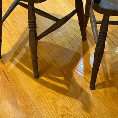 Set of 2 Antique Victorian Elm Rustic Cottage Chairs
