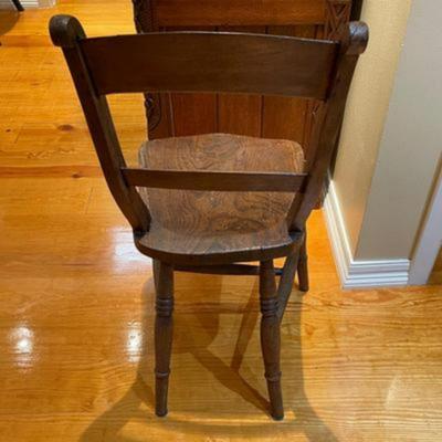 Set of 2 Antique Victorian Elm Rustic Cottage Chairs