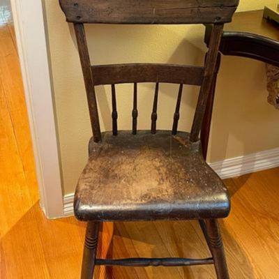 Antique Pine Plank Seat Farmhouse Chair