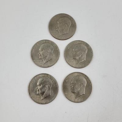 1977 DWIGHT D EISENHOWER $1.00 COIN 5 pc BUNDLE