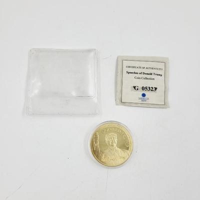 AMERICAN MINT SPEECHES OF DONALD TRUMP COIN - CU LAYERED In 24 KT GOLD