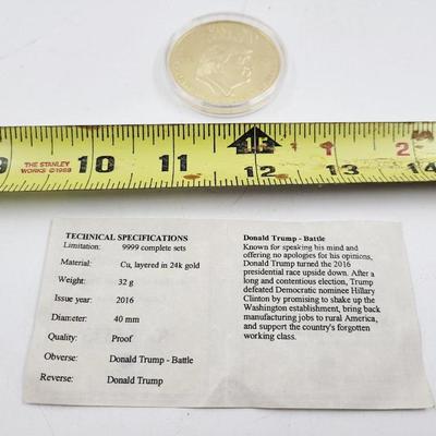 AMERICAN MINT SPEECHES OF DONALD TRUMP COIN - CU LAYERED In 24 KT GOLD