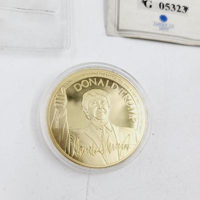 AMERICAN MINT SPEECHES OF DONALD TRUMP COIN - CU LAYERED In 24 KT GOLD