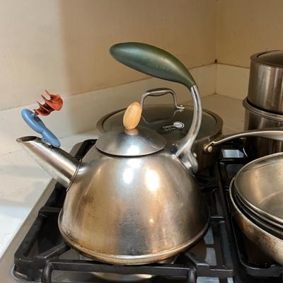 Lot 39 Stainless Steel Cookware Skillets Sauce Pans Tea Kettle