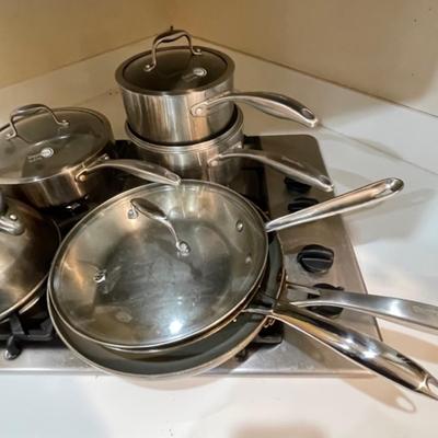 Lot 39 Stainless Steel Cookware Skillets Sauce Pans Tea Kettle