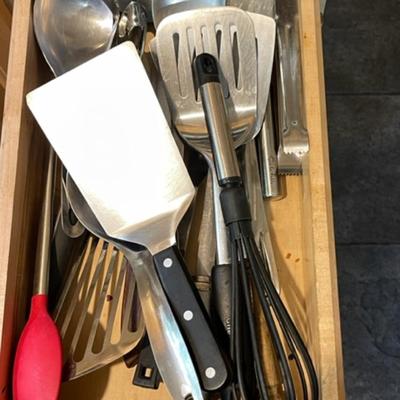 Lot 43 Drawer Full Stainless Steel Kitchen Spoons Spatulas Etc