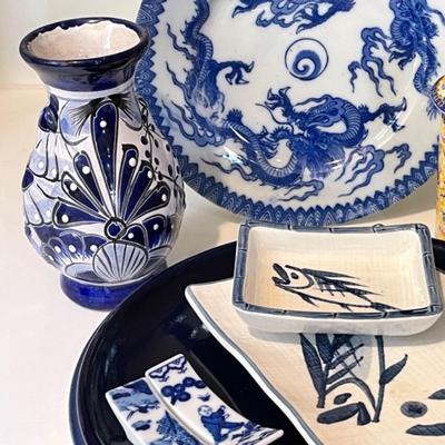 Lot 48 Decorative Ceramic Asian Items 10pcs Vase Covered Mug Chop Stick Rests