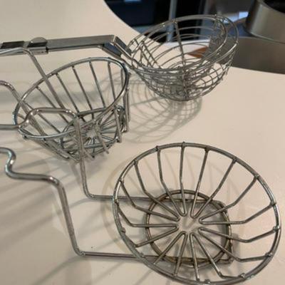 Four Stainless Steel Commercial Mini Salad Fryer Basket (2) and Egg Separator