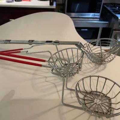 Four Stainless Steel Commercial Mini Salad Fryer Basket (2) and Egg Separator