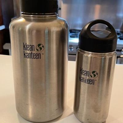 Two Vintage Klean Kanteen Stainless Steel Water Bottles