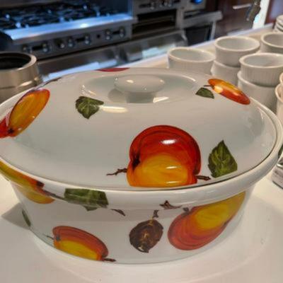 Vintage BIA Cordon Blue Casserole Dish - Fruit Pattern