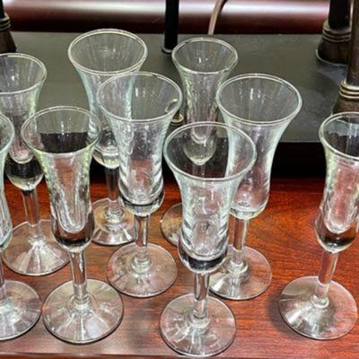 Vintage Set of Eight Heavy Duty Cordial or Sherry Glasses