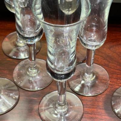Vintage Set of Eight Heavy Duty Cordial or Sherry Glasses