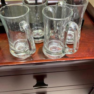 Four Hand Blown Vintage Beer Mugs