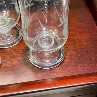 Beautiful Vintage Etched Floral Set of Glasses - 24 Pieces