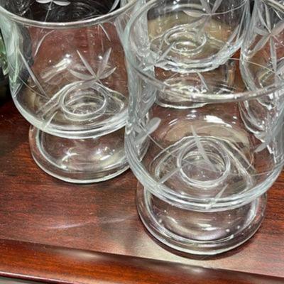 Beautiful Vintage Etched Floral Set of Glasses - 24 Pieces