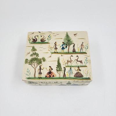 VINTAGE MEXICO FOLK ART SOLIS HAND PAINTED &SIGNED SMALL WOODEN BOX