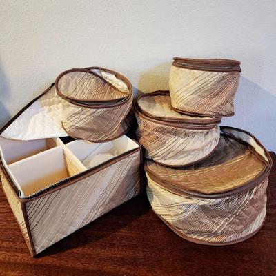5 Piece vintage Earth tone china dinnerware storage - keep your dishes safe and clean!