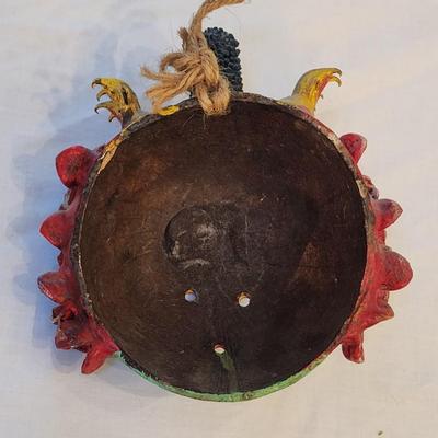 Set of 4 Vintage Mexican Folk Art Coconut Shell Masks