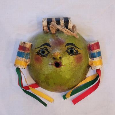 Set of 4 Vintage Mexican Folk Art Coconut Shell Masks