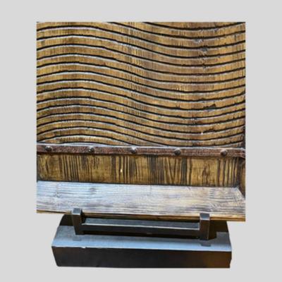 Cute Faux Wood Look Home Decor on Heavy Metal Stand
