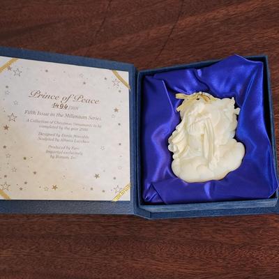 Lot of 3 Blue and White Christmas decorations: Goebel, Lladro, Roman