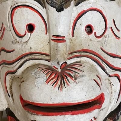 Lot 59 Monkey Mask  From Bali Carved & Painted With Earrings
