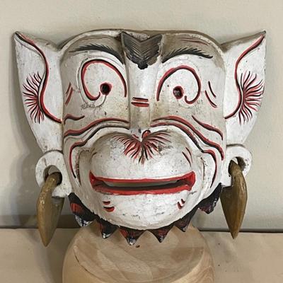 Lot 59 Monkey Mask  From Bali Carved & Painted With Earrings
