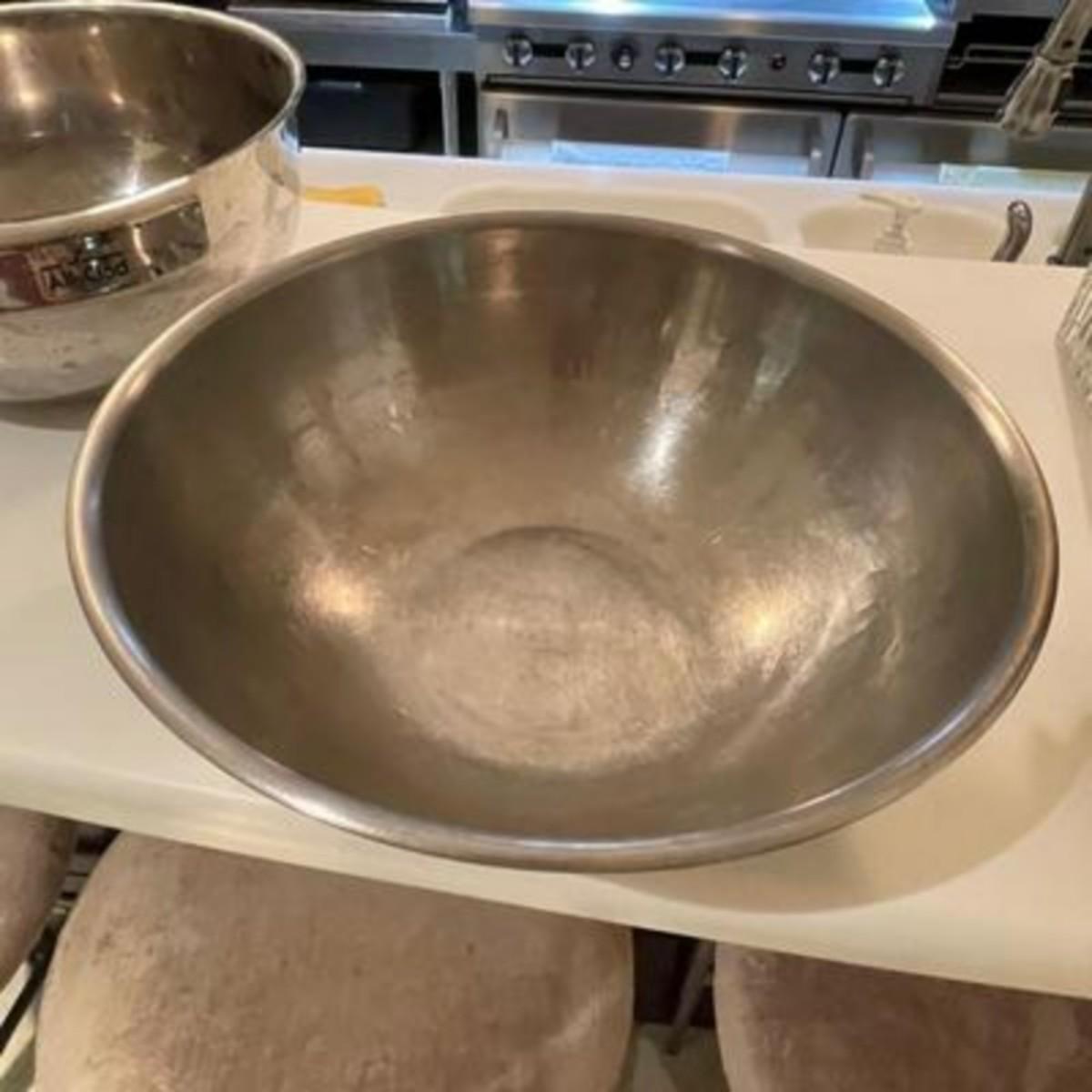 Two Commercial Aluminum Mixing Bowls Has Some Wear