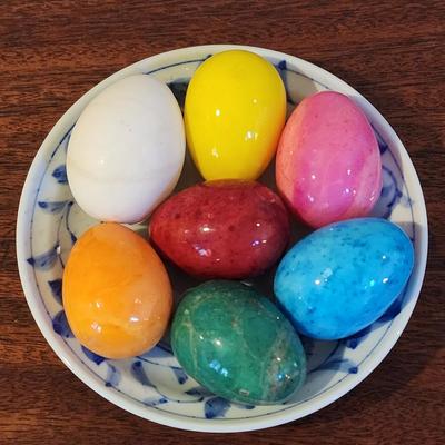 Set of 7 Decorative Stone Eggs