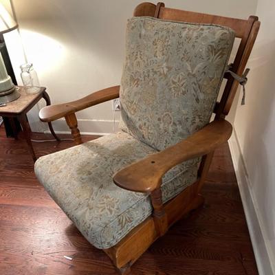 Lot 66 Vintage Maple Wingback Platform Rocker Upholstered