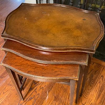 Lot 68 Set of 3 Vintage Nesting Side Tables Wear to Finish