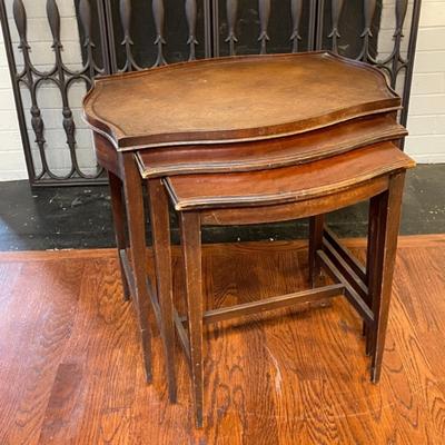 Lot 68 Set of 3 Vintage Nesting Side Tables Wear to Finish