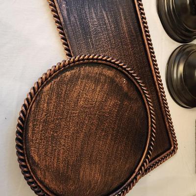 9 Piece Brown and Black LOT - candles. Planter. Decorative trays