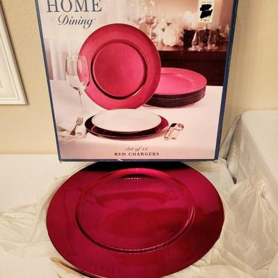 New / old stock - Classic Home Dining Set of 12 Red Chargers - Perfect for Holiday Dinners